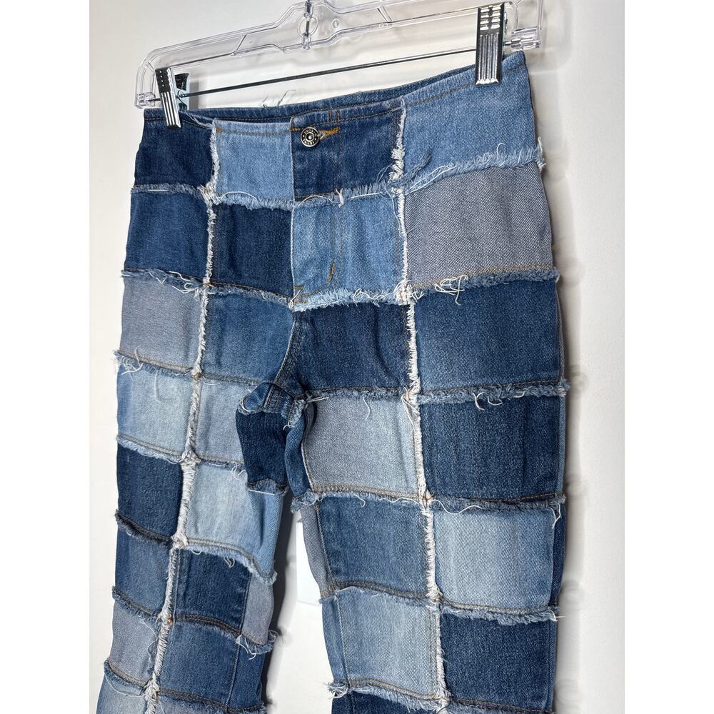 Y2K Zana-Di Patchwork Flare Jeans Low Rise Stretch Denim 26” Waist - Picture 5 of 13